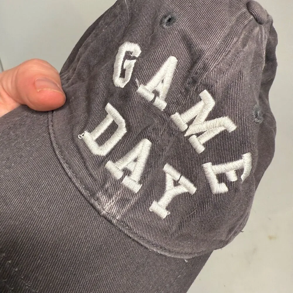 Game Day by Express Womens Hat Cap Strap-Back Charcoal Denim Cotton One-Size-